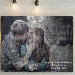 Iron/ 6th Wedding Anniversary Custom Couples Portrait - Photo to Canvas Art Print, Perfect Anniversary Gift!