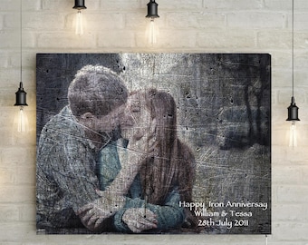 Iron/ 6th Wedding Anniversary Custom Couples Portrait - Photo to Canvas Art Print, Perfect Anniversary Gift!