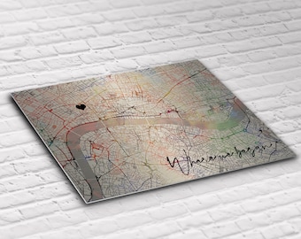 Custom 10th Anniversary Gift / Where We Met Map – Where We Began Art  – Aluminium Metal Print