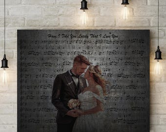 6th Wedding Anniversary Canvas Art | Iron Year Gift | Custom Designed Photo and music sheet notes | Gallery Wrapped | Floater Frame