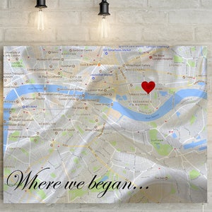 Waar we elkaar ontmoetten/waar we begonnen - Gepersonaliseerde kaart met aangepast gedicht/citaat/bericht canvasprint - 12e verjaardagscadeau / zijde verjaardagscadeau