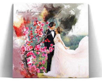 Personalized Wedding Portrait - Watercolor Couple or Family Tree