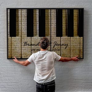 14th Wedding Anniversary Canvas | Ivory year gift | Custom Song Lyrics on Piano Keys Print | Gallery Wrapped | Floater Frame