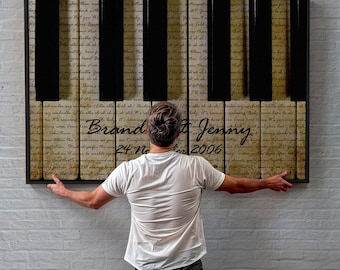 14th Wedding Anniversary Canvas | Ivory year gift | Custom Song Lyrics on Piano Keys Print | Gallery Wrapped | Floater Frame