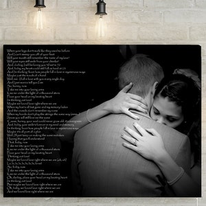 Custom Wedding Portrait With First Dance Song Lyrics - personalized wedding photo,   canvas print or printable, your choice!