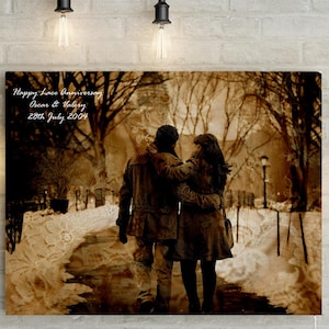 Lace/ 13th Wedding Anniversary Custom Couples Portrait - Photo to Canvas Art Print, Perfect Anniversary Gift!