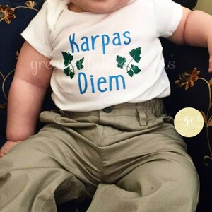 Jewish Holiday Baby Gift, Gift for New Mom, Baby One Piece, Custom One Piece, First Passover, Karpas Diem,  Matzah Ball Shirt
