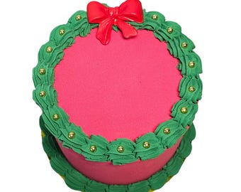Christmas Faux Cake, Fake Bake for Tiered Trays, Christmas Bakery Prop, Holiday Kitchen Display