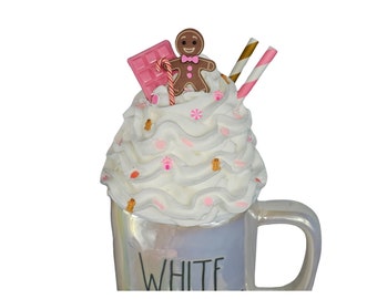 Handmade Pink Gingerbread Mug Topper: Faux Christmas Decor