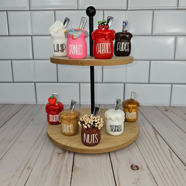 Fake Ice Cream Sundae Mini Topping Jars for Summer Tiered Tray, Ice Cream Tiered Tray, Ice Cream Decor, Ice Cream Honey Pots