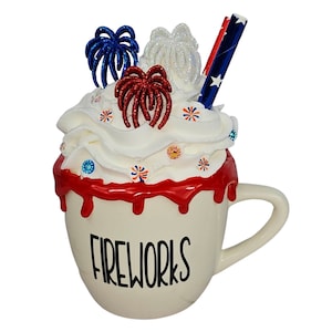 Patriotic Mini Mug for Tiered Tray, Patriotic Decoration, Tiered Tray Decor, Summer Decor, 4th of July Fireworks for Tiered Tray, BBQ Decor