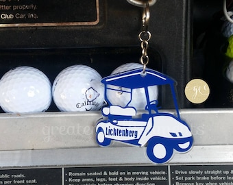 Personalized Golf Cart Keychain: Custom Acrylic Name Tag