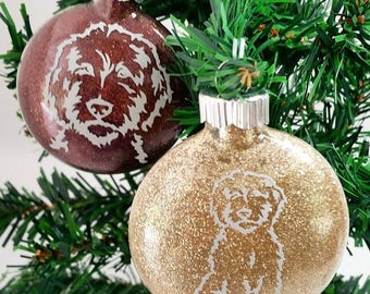 Personalized Glitter Doodle Dog Ornament, Custom Christmas Decor