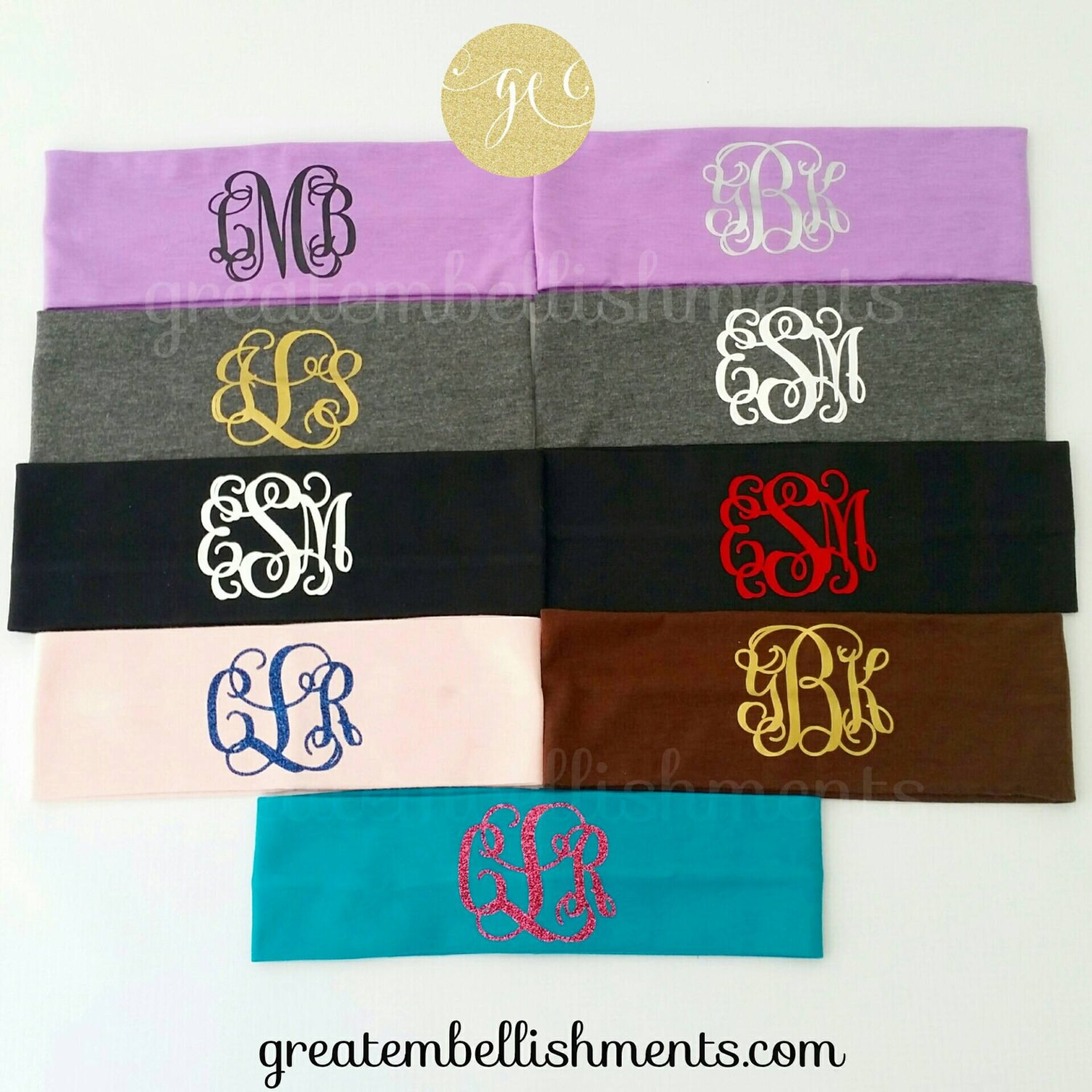 Monogram Headband Personalized Headband Monogram Etsy