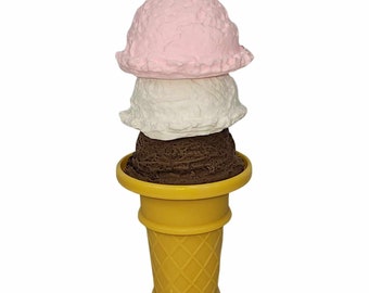 Handmade Fake Neapolitan Ice Cream Cone: Summer Tiered Tray Decor