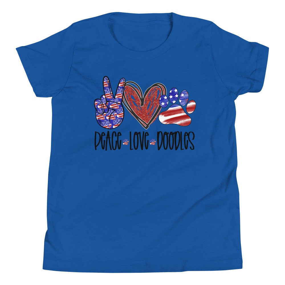 Peace Love Doodles Youth Short Sleeve T-shirt Patriotic | Etsy