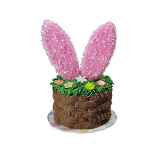 Easter Basket with Bunny Ears Fake Cake, Easter Tiered Tray Decor, Fake Chocolate Easter Cake, Easter Fake Dessert, Easter Faux Cake