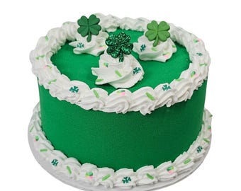 Handmade St Patrick's Day Fake Cake – Shamrock Tiered Tray Decor