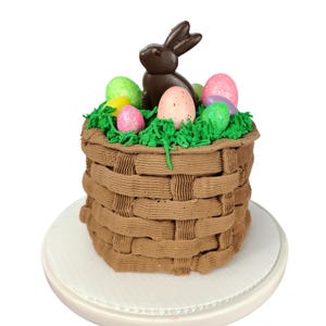 Easter Basket Fake Cake, Easter Tiered Tray Decor, Fake Chocolate Easter Basket, Easter Fake Dessert, Easter Decorations, Easter Faux Cake