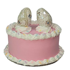 Easter Fake Cake, Easter Tiered Tray, Easter Fake Dessert, Easter Decorations, Easter Faux Cake, Faux Rhineshone and Pearls Easter Eggs