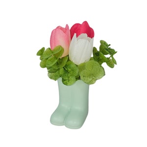 Fake Flowers in Rain Boots, Tulips Tiered Tray Decor, Spring Tiered Tray Decor, Greenery for Tiered Tray, Mini Flowers for Tiered Tray