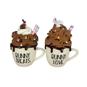 Easter Tiered Tray Decor, Fake Chocolate Bunny, Easter Chocolate Bunny, Bunny Mini Mug, Easter Mini Mug, Fake Food Prop, Fake Easter Food
