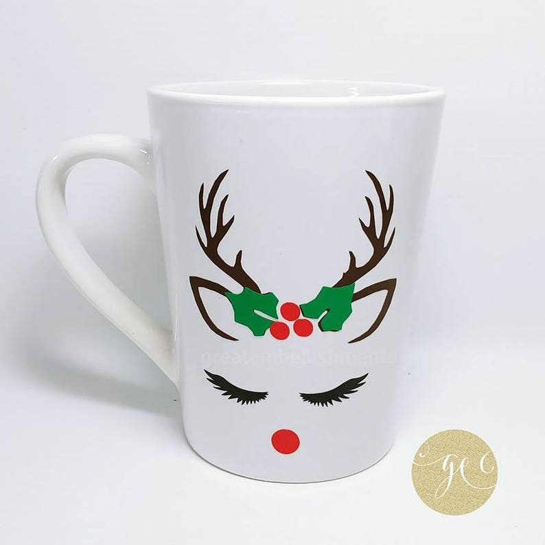 Personalized Reindeer Mug Reindeer with Eyelashes Mug Etsy
