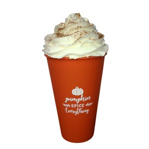 Faux Pumpkin Spice Coffee Tumbler: Fall Tiered Tray Decor