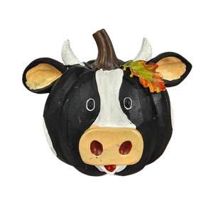 Fall Ceramic Pumpkin Cow, Thanksgiving Tiered Tray Decor, Farmhouse Kitchen Decor, Farm Animal Figurines, Fall Tiered Tray