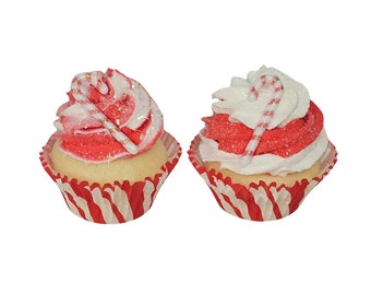 Fake Candy Cane Cupcakes, Christmas Tiered Tray Decor (Set of 2)