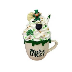 St Patrick's Day Mini Mug, Feeling Lucky Mug, Leprechaun Pot of Gold Decor, St Patrick Mini Mug,  St Patricks Day Tier Tray, Leprechaun Mug