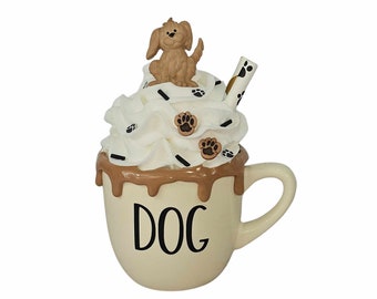 Dog Mini Mug: Faux Whipped Cream Tiered Tray Decor