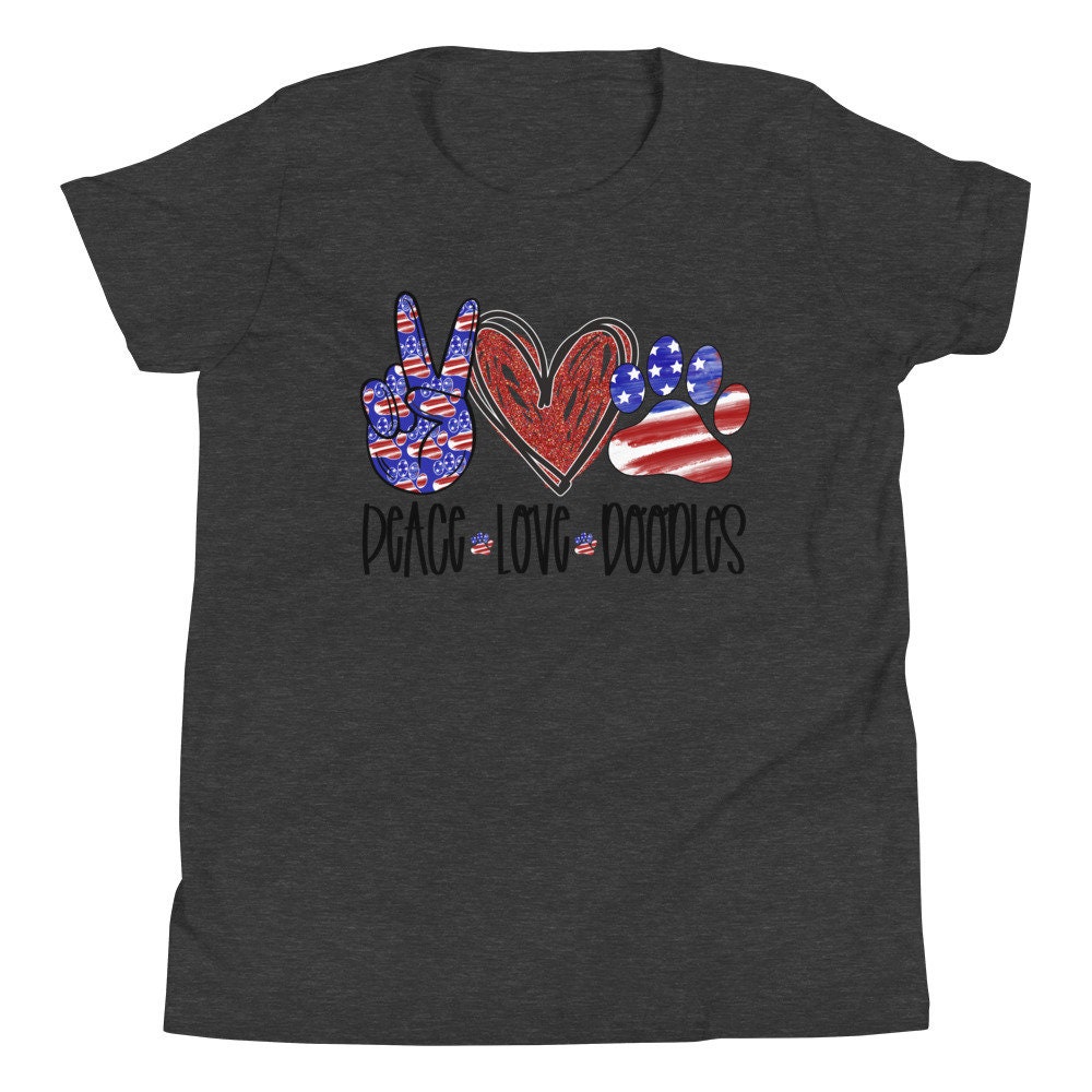 Peace Love Doodles Youth Short Sleeve T-shirt Patriotic | Etsy
