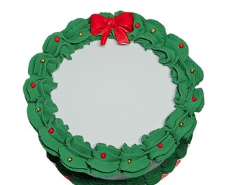 Christmas Fake Cake, Handmade Wreath, Holiday Tiered Tray Decor