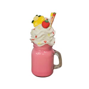 Fake Strawberry Lemonade Milkshake, Summer Tier Tray Decor, Fake Milkshake, Strawberry Lemon Milkshake, Fake Ice Cream Display, Fake Dessert
