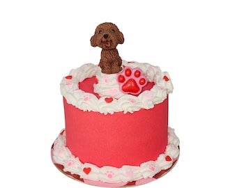 Dog Lover's Faux Mini Cake | Tiered Tray Decor | Real Looking Cake | Fake Dog Lover Dessert Decor | Puppy Cake Display | Coffee Bar Decor
