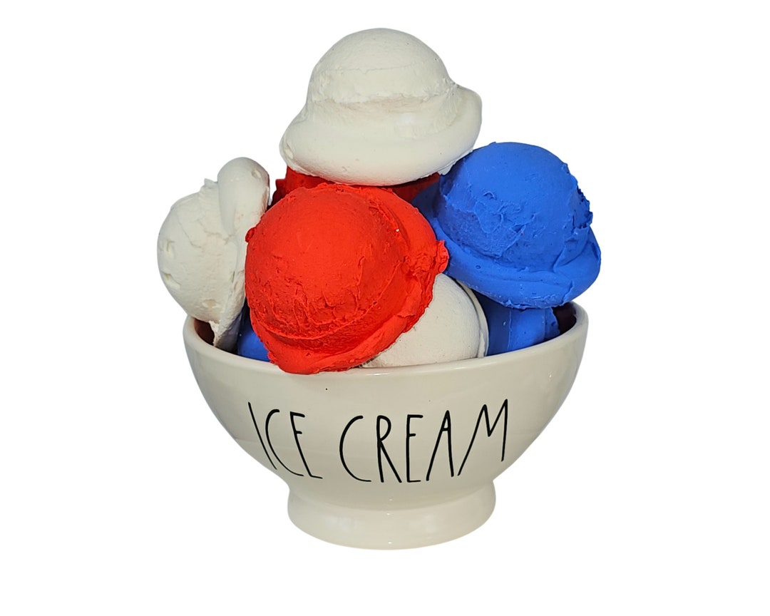 Patriotic Set of 3 Fake Ice Cream Scoops, Summer Party Decoration ...