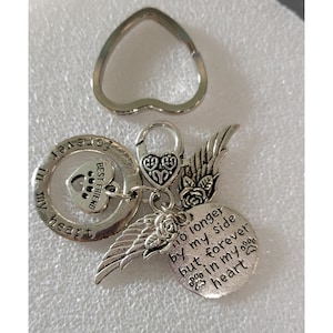 Dog Memorial Keychain, Forever In My Heart, Best Friend Keychain, No Longer By My Side, Rainbow Bridge Keychain, Pet Loss, Pet Themed Gift
