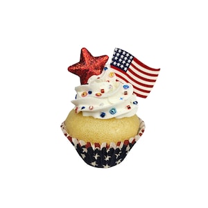 Patriotic Fake Cupcake, Patriotic Cupcake, Summer Tier Tray Decor, Shelf Coffee Station Decor, Fake Food Tiered Tray Decor, Patriotic Prop