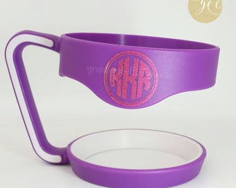 Monogrammed Tumbler Handle, Custom Tumbler Handle, 30 oz Tumbler Handle, Yeti Handle, Rtic Cup Holder Handle, Ozark Cup Handle,