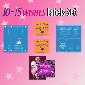 10-15 Wunschkerzen Box und Lucky Duck Streichholzschachtel Etiketten Set