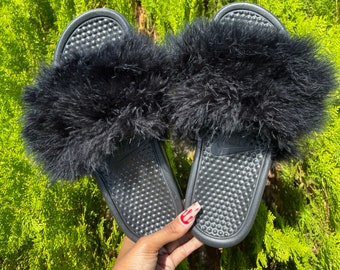 Faux Fur Diy Fuzzy Slides Furry Slides
