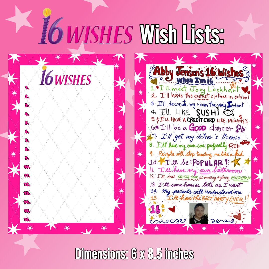 16 Wishes Wish Lists Abby Jensen's Blank List