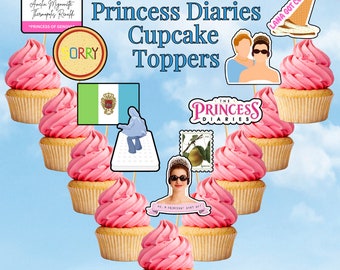 Décorations pour cupcakes Princess Diaries, 18 unités | Fichiers numériques
