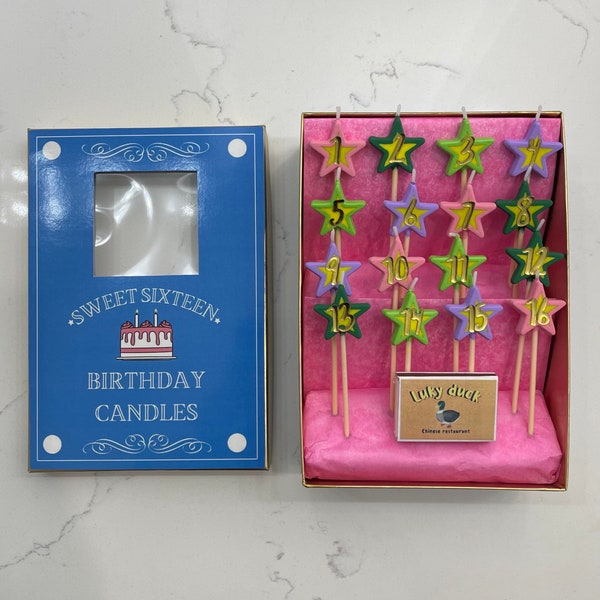 Boîte de 16 bougies d'anniversaire