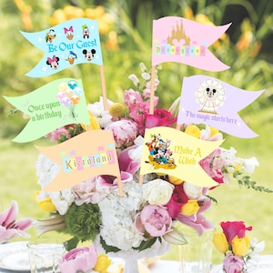 Editable Birthday Flag Centerpieces Digital File | Disneyland