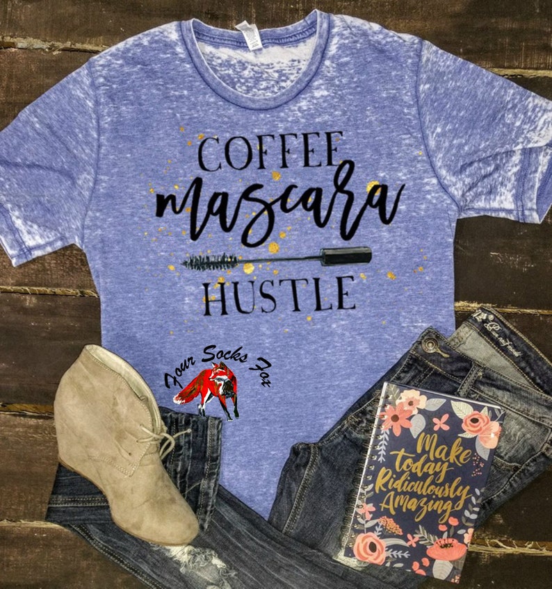 Screen Print T Shirt Mascara Coffee Hustle Crazy Heifer Etsy