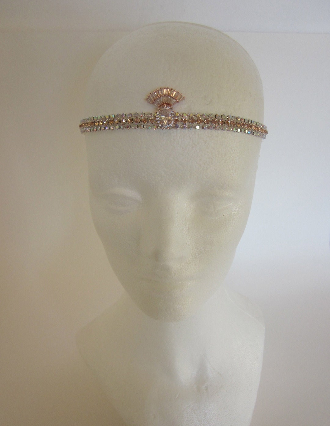 Bandeau Voile Maille Années 1920 Avec Strass - Accessoire Mariage, Fête, Thé, Halloween - Style Vintage Féminin - 7