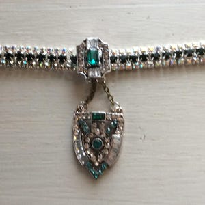 Great Gatsby Jewel Headpiece, Emerald Green Art Deco Baguette Rhinestone headband, 1920s beaded Dress hair accessory, Downton Abbey