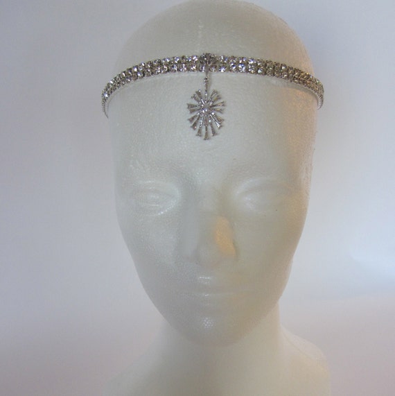 Art Deco Bridal Headband: Crystal Snowflake Starburst, 1920s  display picture 2